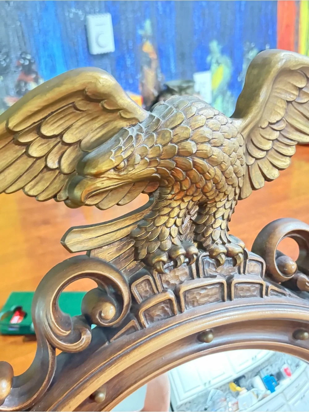 SYROCO AMERICAN EAGLE Convex Wall Mirror 4010 Gold Large 29×18 Vintage 1960 USA